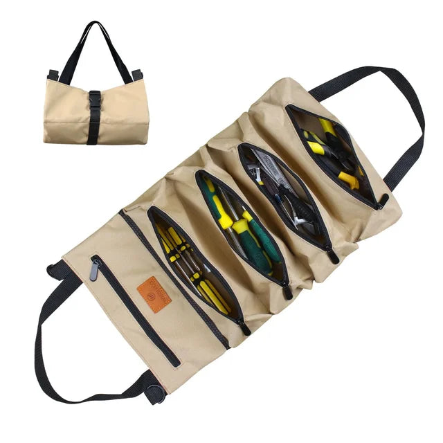 Multi-Purpose Tool Roll with 5 Zipped Pockets