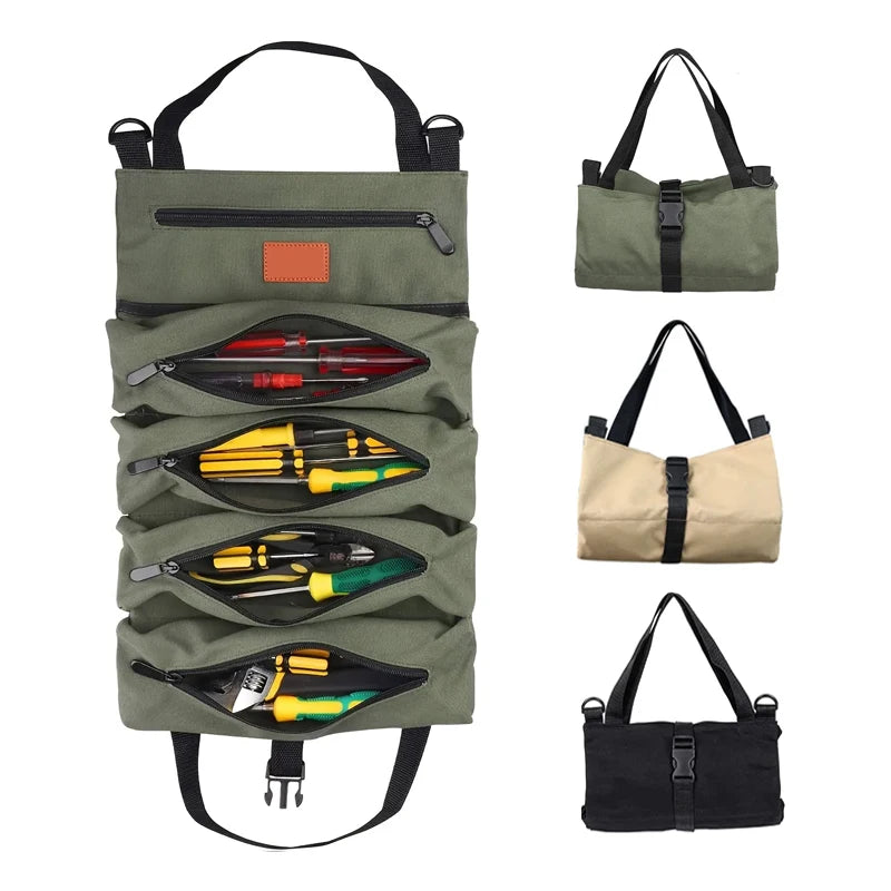 Multi-Purpose Tool Roll with 5 Zipped Pockets