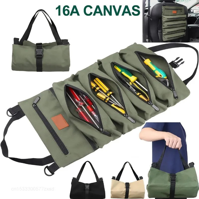 Multi-Purpose Tool Roll with 5 Zipped Pockets